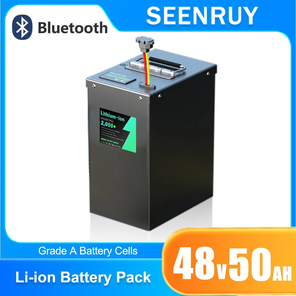 

48 В 50 Ач 13S литий-ионный с ЖК-дисплеем, литий-полимерный аккумулятор, встроенный BMS, дополнительный Bluetooth для автомобилей, трехколесный велосипед, автофургон, мотоцикл