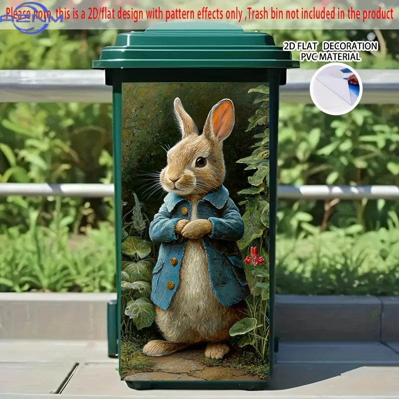 Self-Adhesive Rabbit in Blue Coat PVC Sticker - Cottagecore Farmhouse Decal Suitable for Countryside Cottage, Garden Shed, Pla