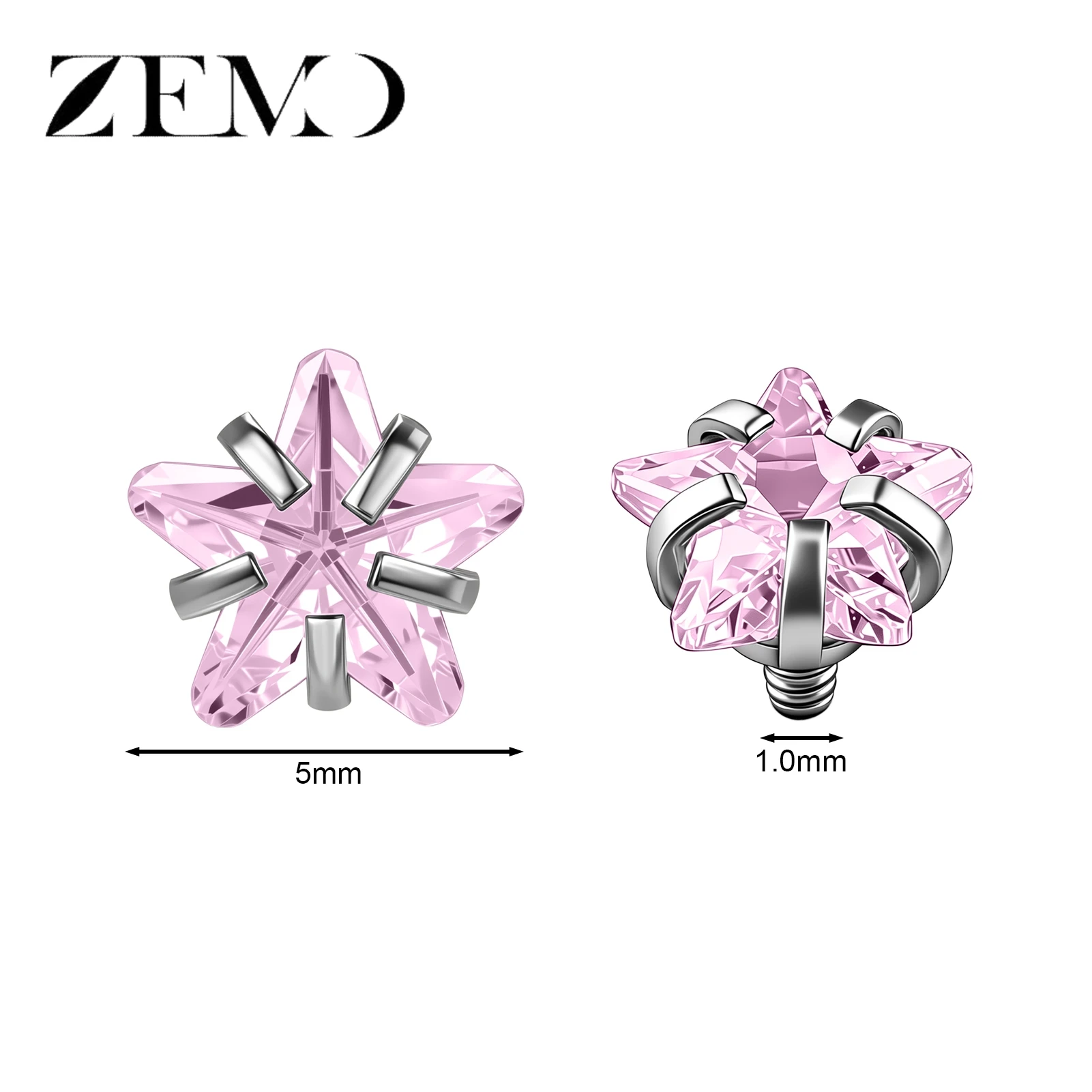 Stainless Steel Dermal Anchor Top with CZ Crystal
