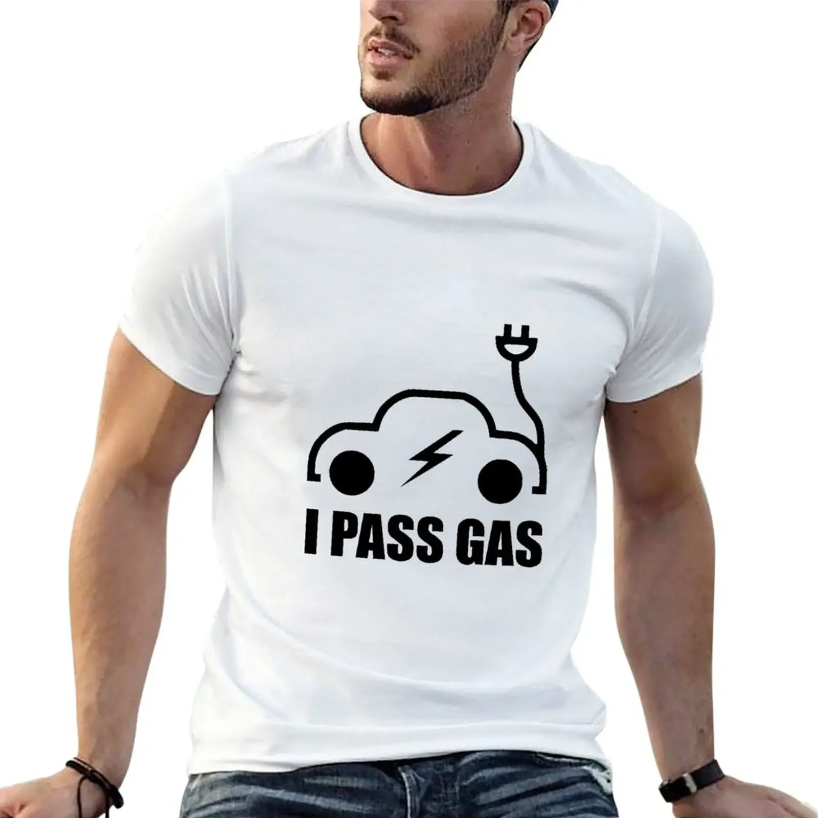 

Electric Vehicle Driver Pass On Gas Funny T-Shirt sweat heavyweights customs cotton graphic tees Men's clothing