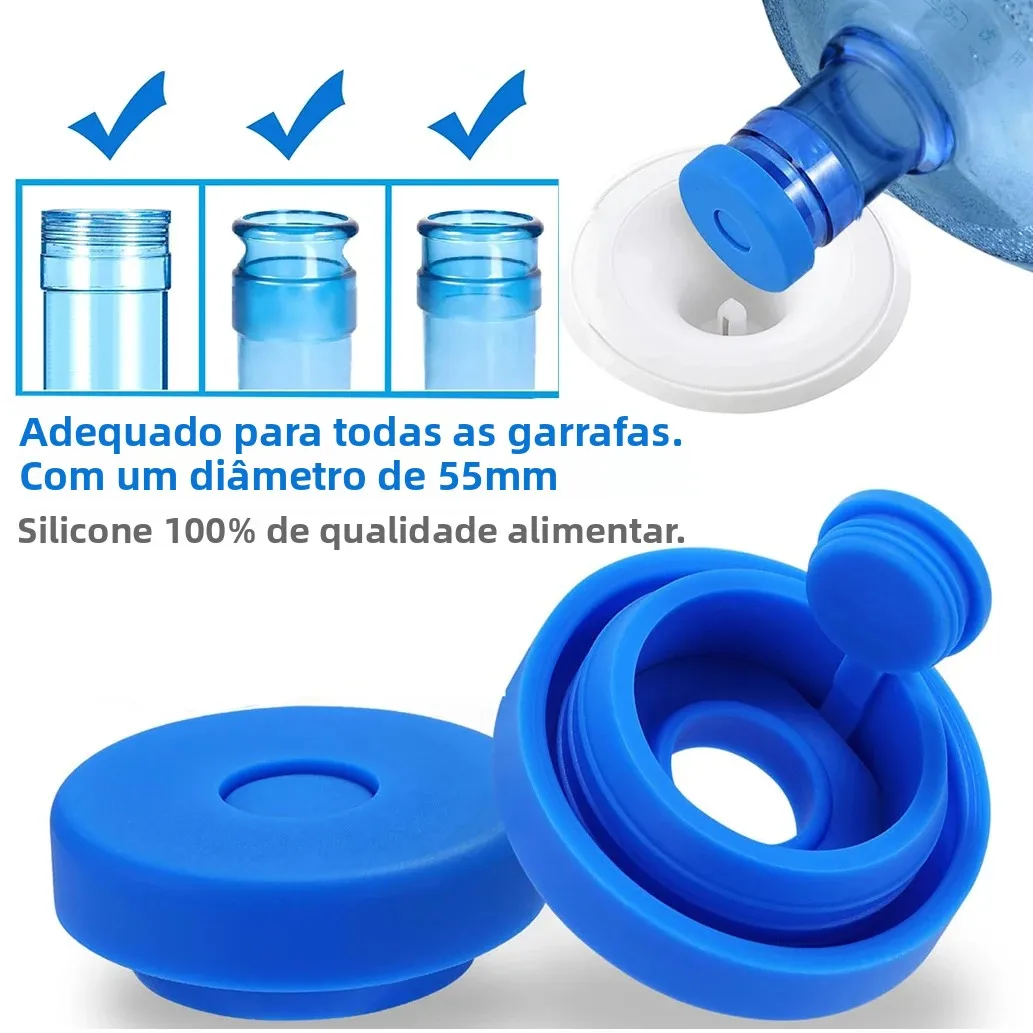 Tampa de silicone para jarro de água de 3, 5 galões, resistente a derramamentos, tampa de substituição reutilizável, cabe em garrafa de 55 mm