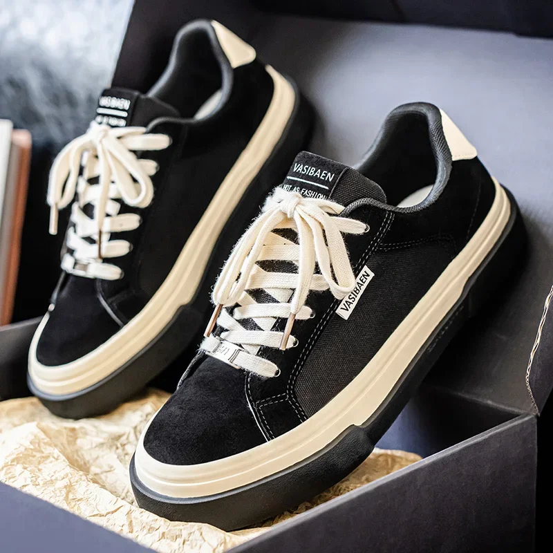 

Самые продаваемые нишевые однотонные четырехсезонные туфли на плоской подошве со шнуровкой и модные парусиновые туфли Трехслойные вулканизированные мужские туфли с низким берцем