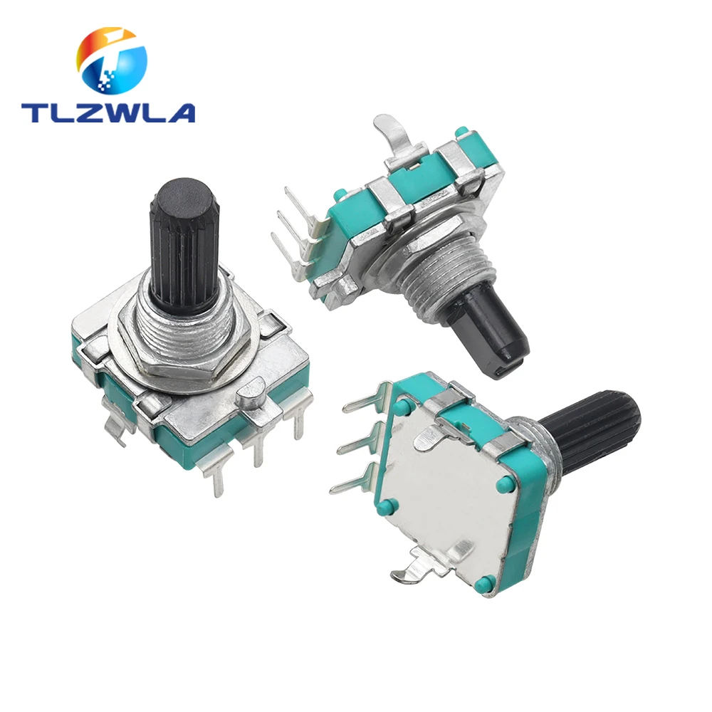 5PCS EC16 Type Power Amplifier Volume Encoder 360 Degree Rotating Digital Pulse Potentiometer 24 Bits Handle Long 15/20MM