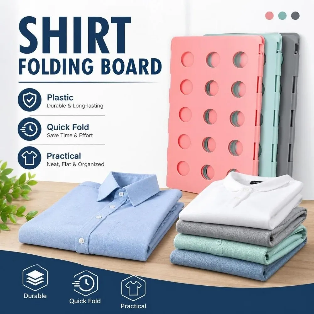 Lazy Person Shirt Folding Board Practical Quick Fold Foldable Clothes Folder Easy Fast Durable Plastic Clothes Folder Home
