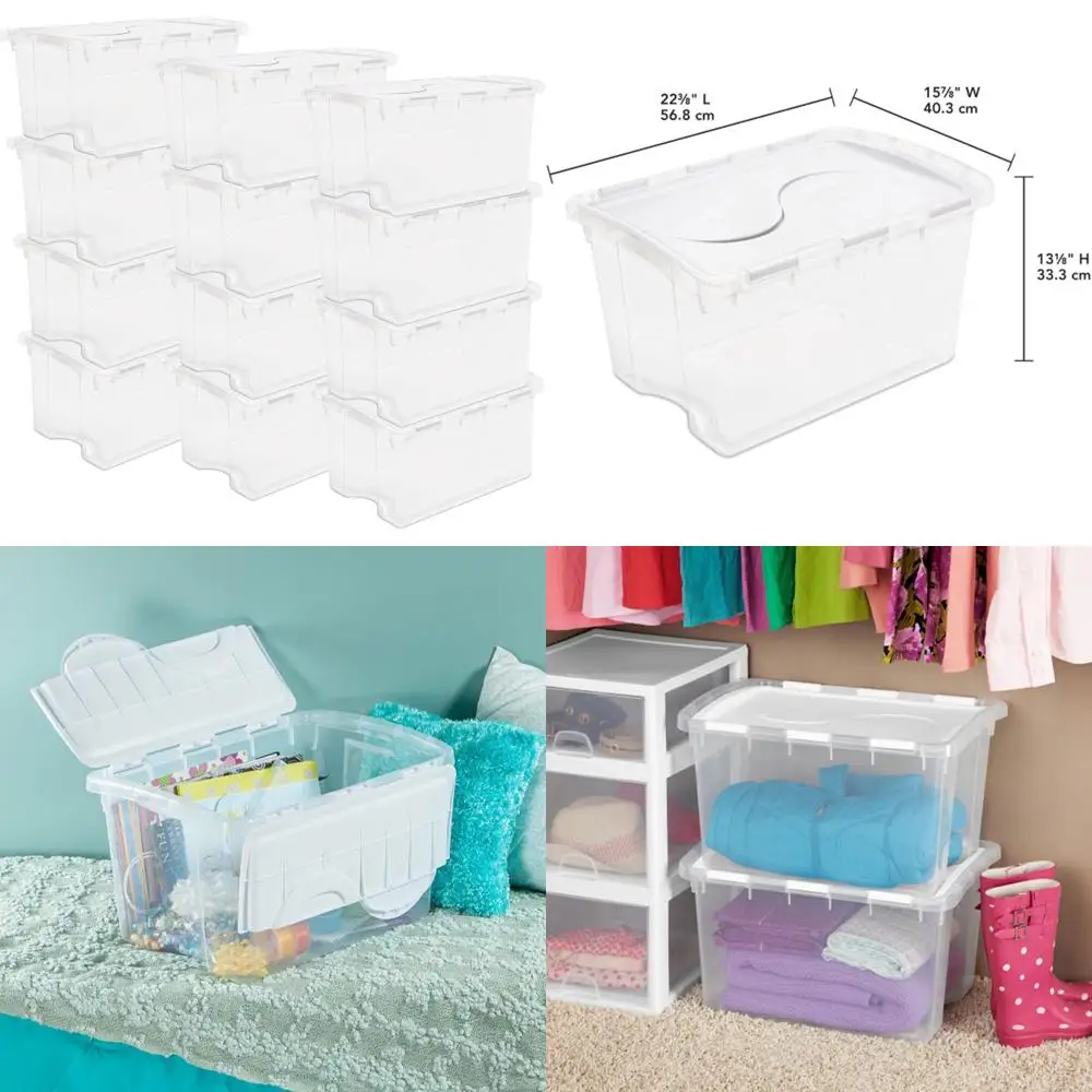 صندوق تخزين رمادي سعة 14 جالون من Rubbermaid BRUTE مع غطاء، متين للتنقل والتخييم واستخدام المرآب