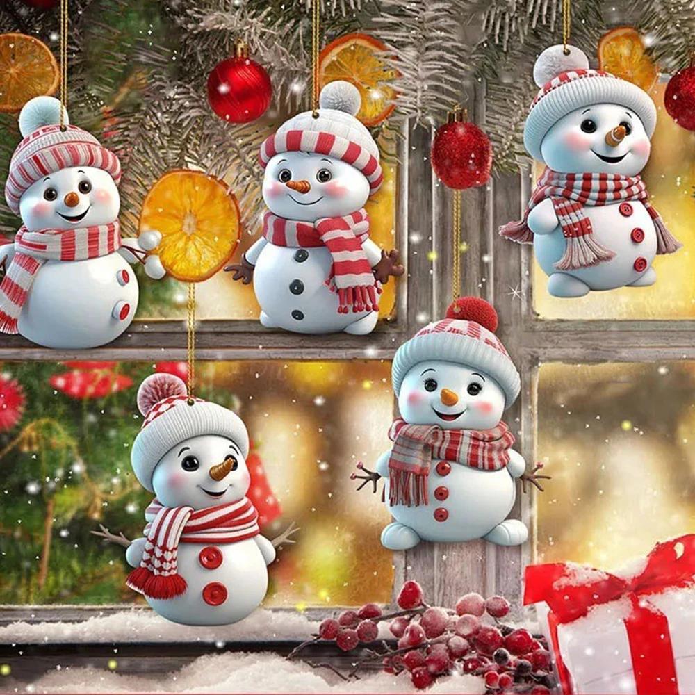 Snowman Christmas Car Pendant Ornament Christmas Tree Decorations Winter Hanging Gift Holiday Wreath Mantel Garland Decor