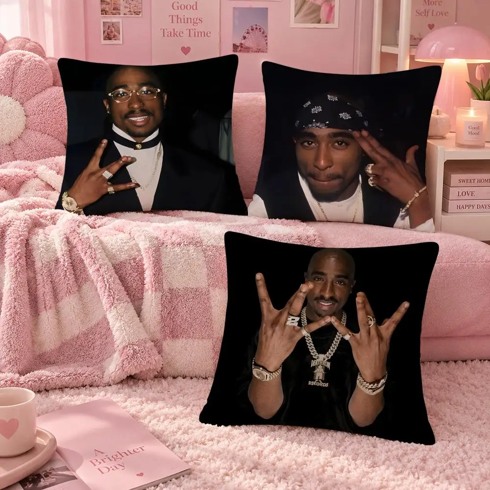 Rapper West Coast 2Pac Cushion Cover Soft Throw Pillow Cover Washable Plush Cushion Case for Sofa Bed Living Room