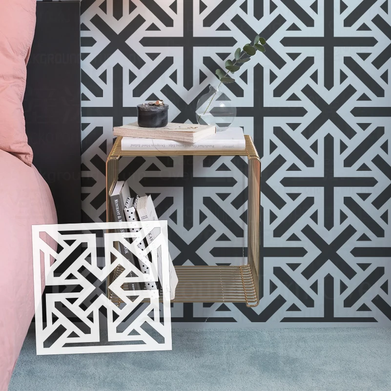 30cm - 70cm Stencil Wall For Painting Plaster Template To Paint Decorative Decors Putty Decor Furniture Luxury Geometric S040