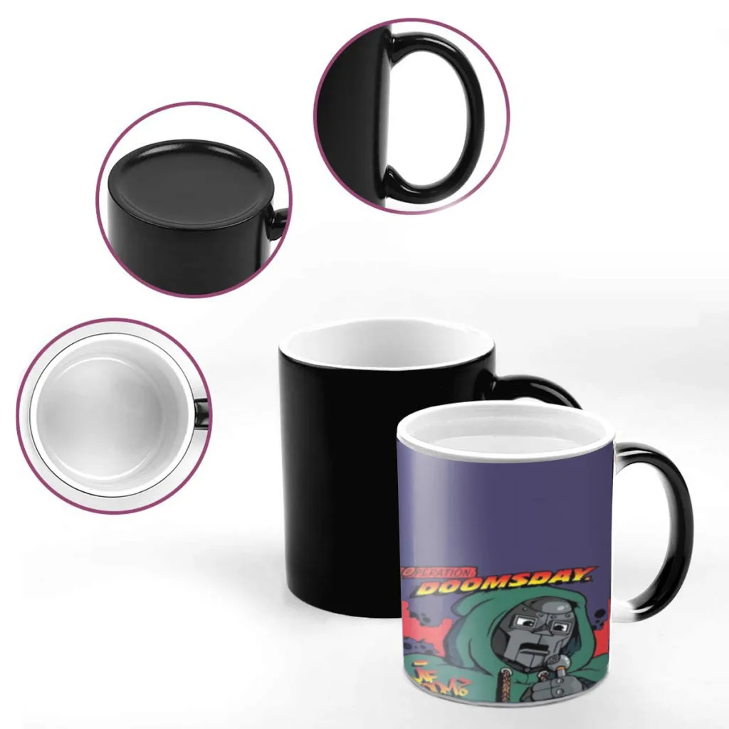 MF Doom Hip Hop Rap Creative Change Ceramic Mug Heat Revealing Coffee Cup Breakfast Cup Mug Gift