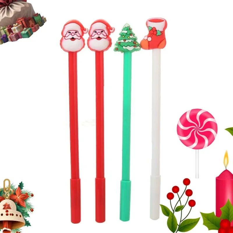 24Pcs Christmas creative novelty cartoon three-dimensional silicone neutral pen, student gifts prizes office stationery