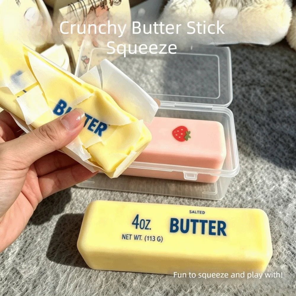 Wax Coating Butter Stick Squishy Sensory Fidget Sound Crispy Crunchy Butter Stick Finger Relax Pinch Butter Bar Student