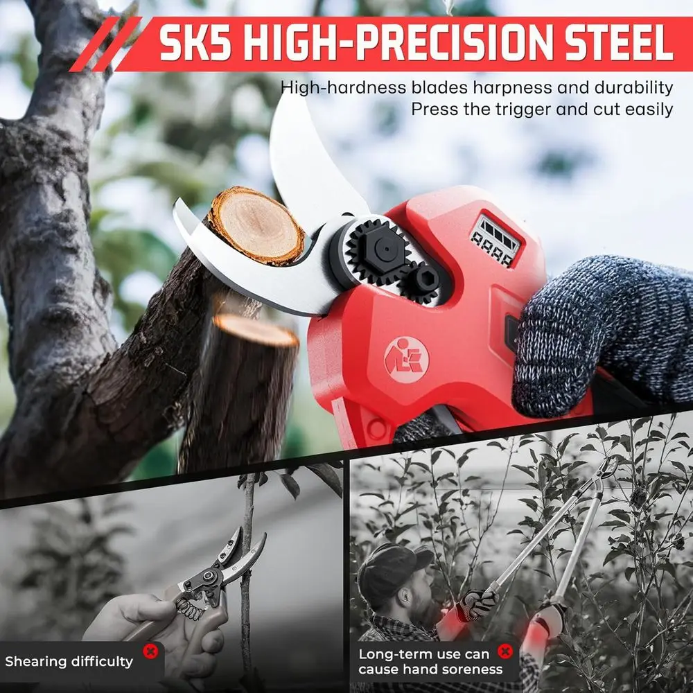 Electric Pruning Shears for Gardening,Garden Shears Cutter 0.5 Second Shear Speed 0.8-1.4"Cutting Diameter Brushless Trimming Br