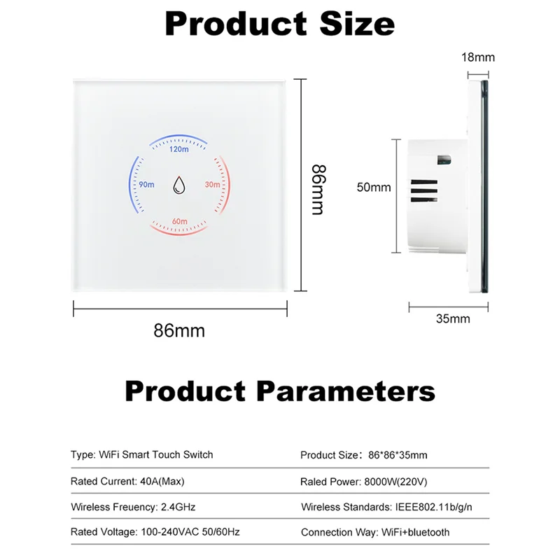 ABNO-Tuya الاتحاد الأوروبي واي فاي الذكية سخان المياه المرجل التبديل 40A 8000 واط الحياة الذكية App التحكم التبديل يعمل ل أليكسا جوجل المنزل