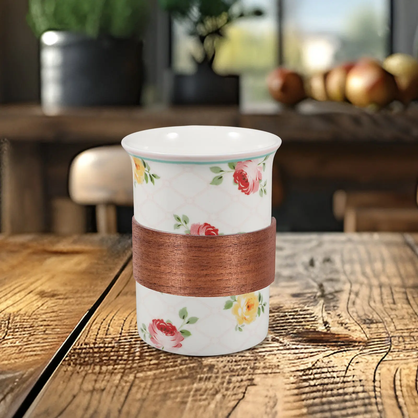 Sturdy Wooden Heat Insulation Cup Sleeve Elegant Grain Finish Mug Protective Cover Versatile Drink Sleeve for Hot Cold Beverages
