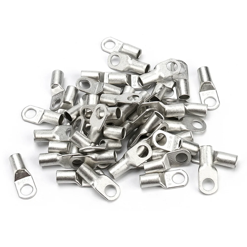 10pcs SC6 SC10 SC16 Bare Terminals Tinned Copper Lug Ring Seal Wire Connectors Bare Cable Crimped/Soldered Terminal Assorted Kit