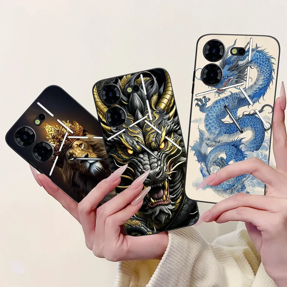 ل Tecno Pova 5 Pro 5G Pova5 5Pro حافظة لطيف الحيوان النمر الأسد التنين الكرتون غطاء الهاتف ل CH8n لينة سيليكون سليم Coques #2