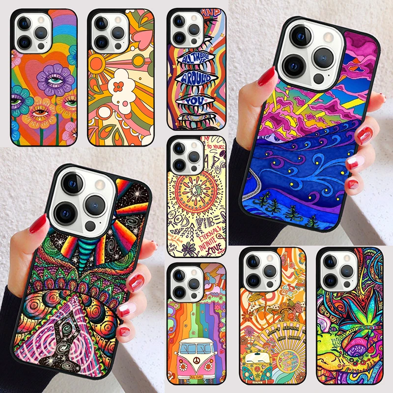 Hippie Art cover For iPhone 15 16 13 12 11 14 Pro Max Mini Max SE 2020 7 8 6S Plus Phone Case