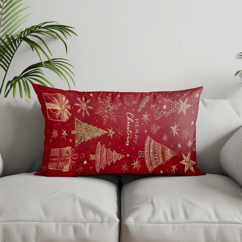 ديكور المنزل الأحمر ندفة الثلج منقوشة المخدة مناسبة ل أريكة غرفة نوم سيارة وسادة غطاء وسادة وسادة الظهر المستطيلة