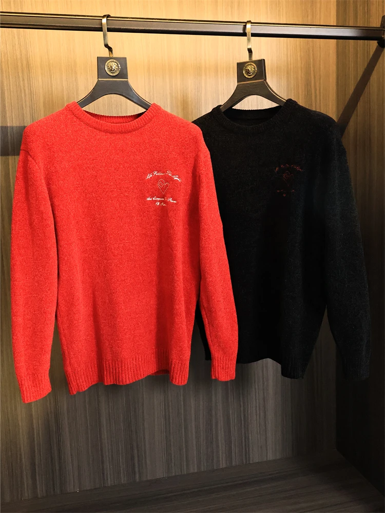 

Faionable Urban Men's Knitted Sweater round Ne Long Sve Spring Autumn Elastic Double-sided High-densi Single-tead ...