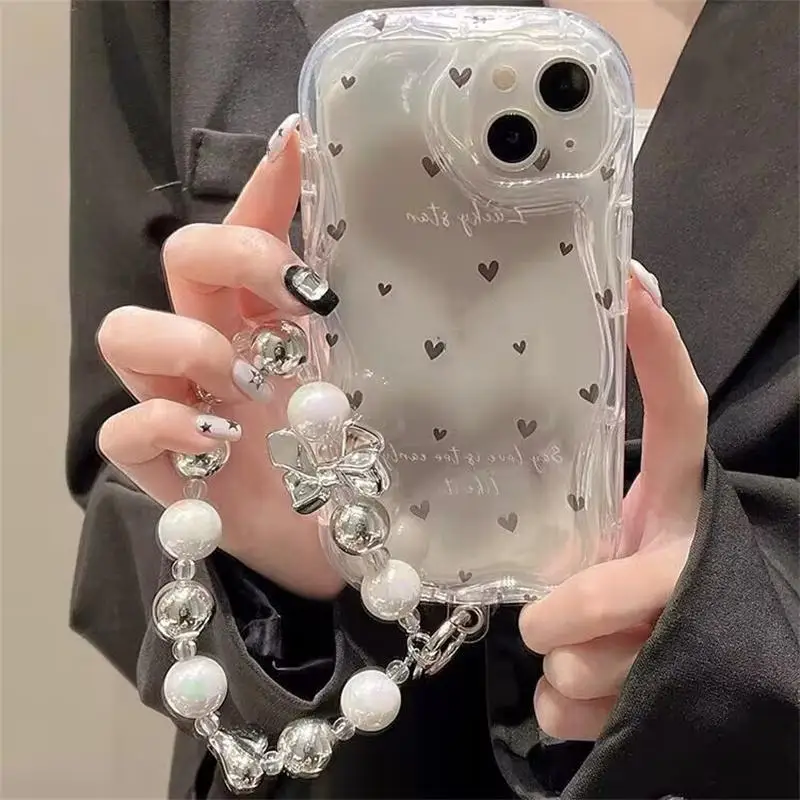 Cute 3D Heart Bracelet Clear Soft Phone Case For Xiaomi Mi 11 Lite 5G NE 12T 12 POCO F3 F4 M3 X4 GT X3 NFC M6 X6 X5 Back Cover