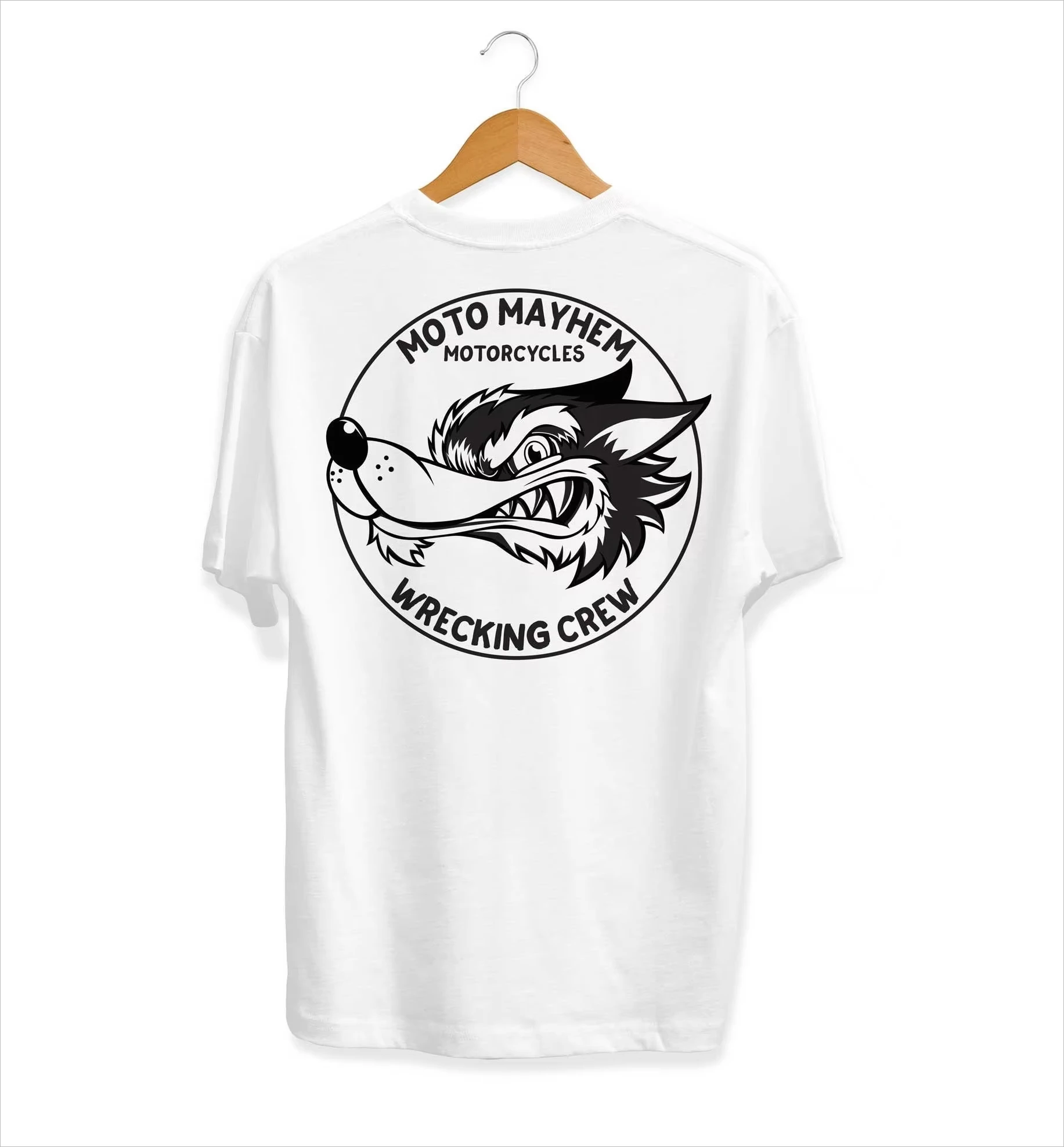 Classic Motorcycle Destruction Team Wolf  T-Shirt Cotton Graphic Tee Men Women Summer Streetwear
