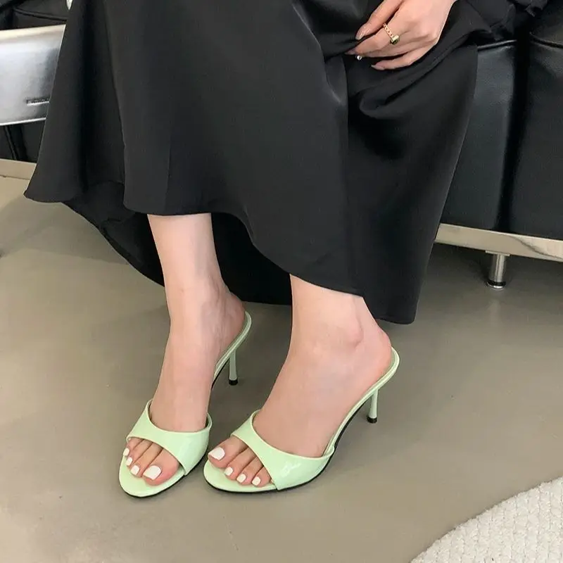 Bailamos 2024 Brand Women Slippers High Heels Sandals Sexy Pointed Open Toe Party Wedding Summer Shoes Woman Soft Outdoor Slides
