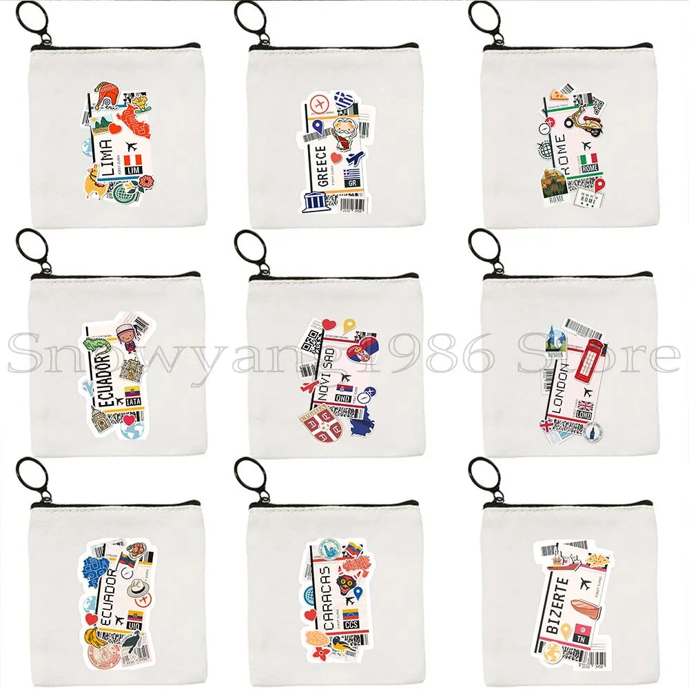 

Greece Rome Athens Amsterdam Seattle Plane Ticket Boarding Pass Ecuador Lima Kiev Algiers Key Coin Purse Case Bag Wallet Pouch