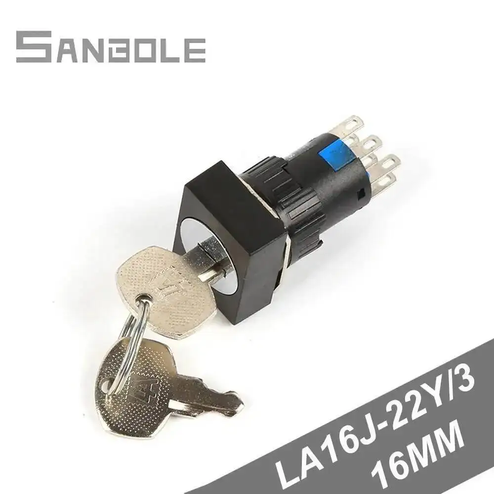 

Серебряный контактный телефон, Пластиковый Кнопочный Переключатель 220 В/24 В, 3-позиционная кнопка управления блокировкой с ключом 16 мм 2NC 2NO