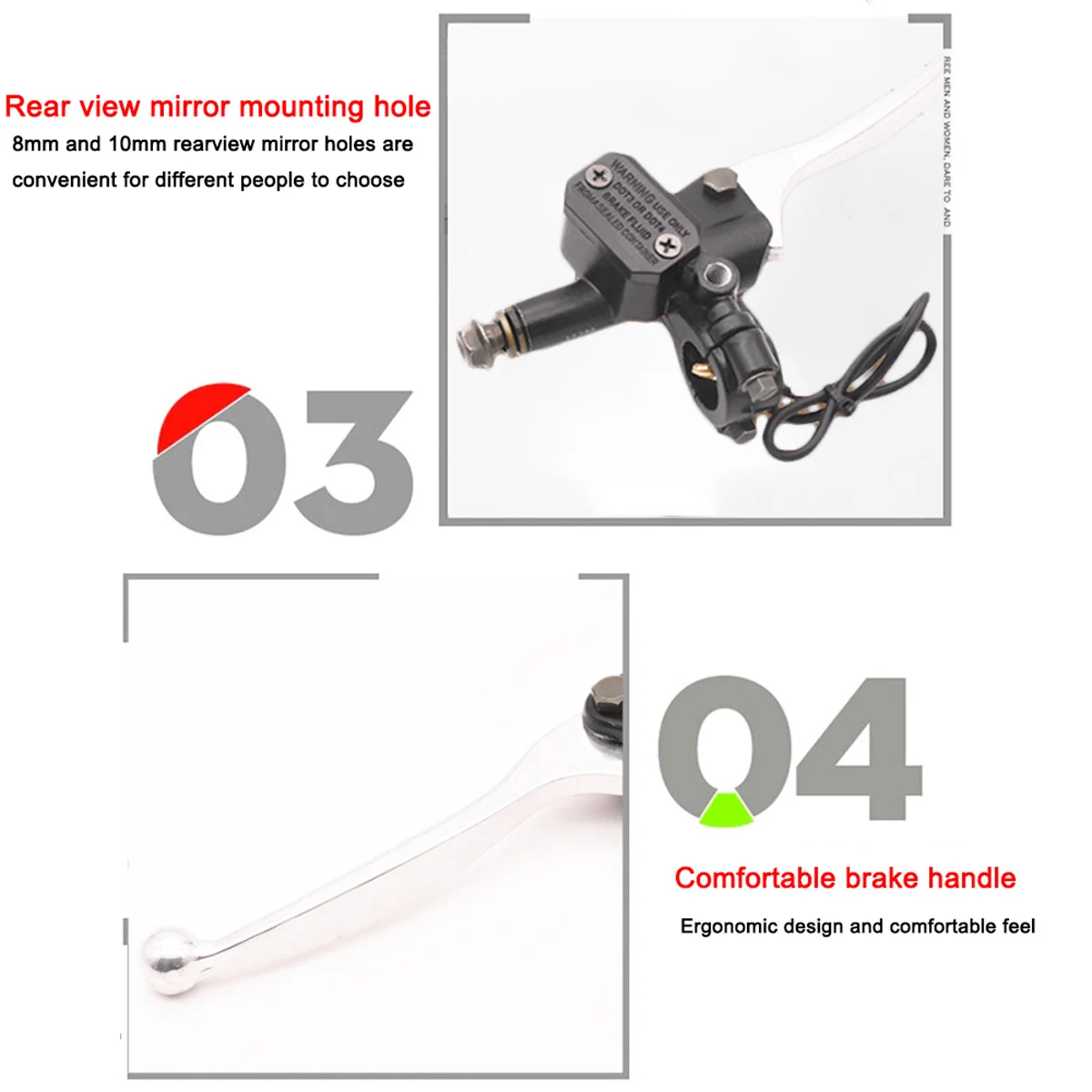 Hydraulic Brakes Motorcycle Brake Pump W/ W/O 8mm Rearview Mirror Thread Cylinder Pump Handle Accessory Left Right Clutch Lever