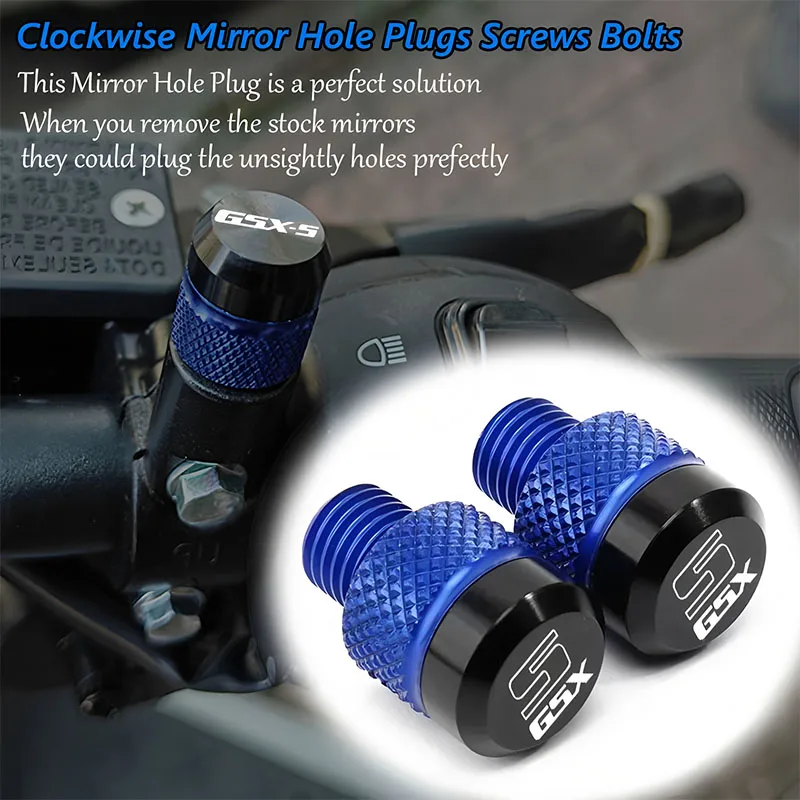Fit For GSXS 750 1000 GT GSX-S GSXS750 GSXS1000 GT GSX-S750 Motorcycle CNC Accessorie M10*1.25 Mirror Hole Plug Screw