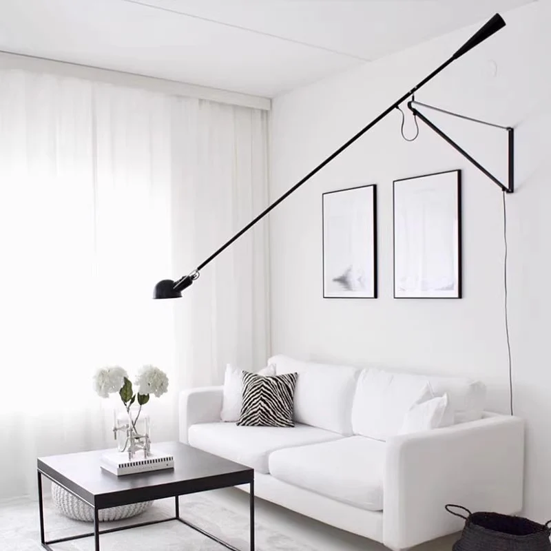 Designer Creative Long Arm Adjustable Light Bedhead Personalized Simple Nordic Postmodern Long Pole Wall Lamp