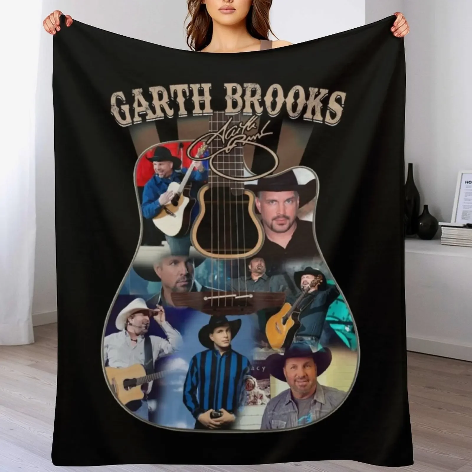 Garth BROOKS Guitar Signature Sweat Throw Blanket Bed Beautifuls Blankets