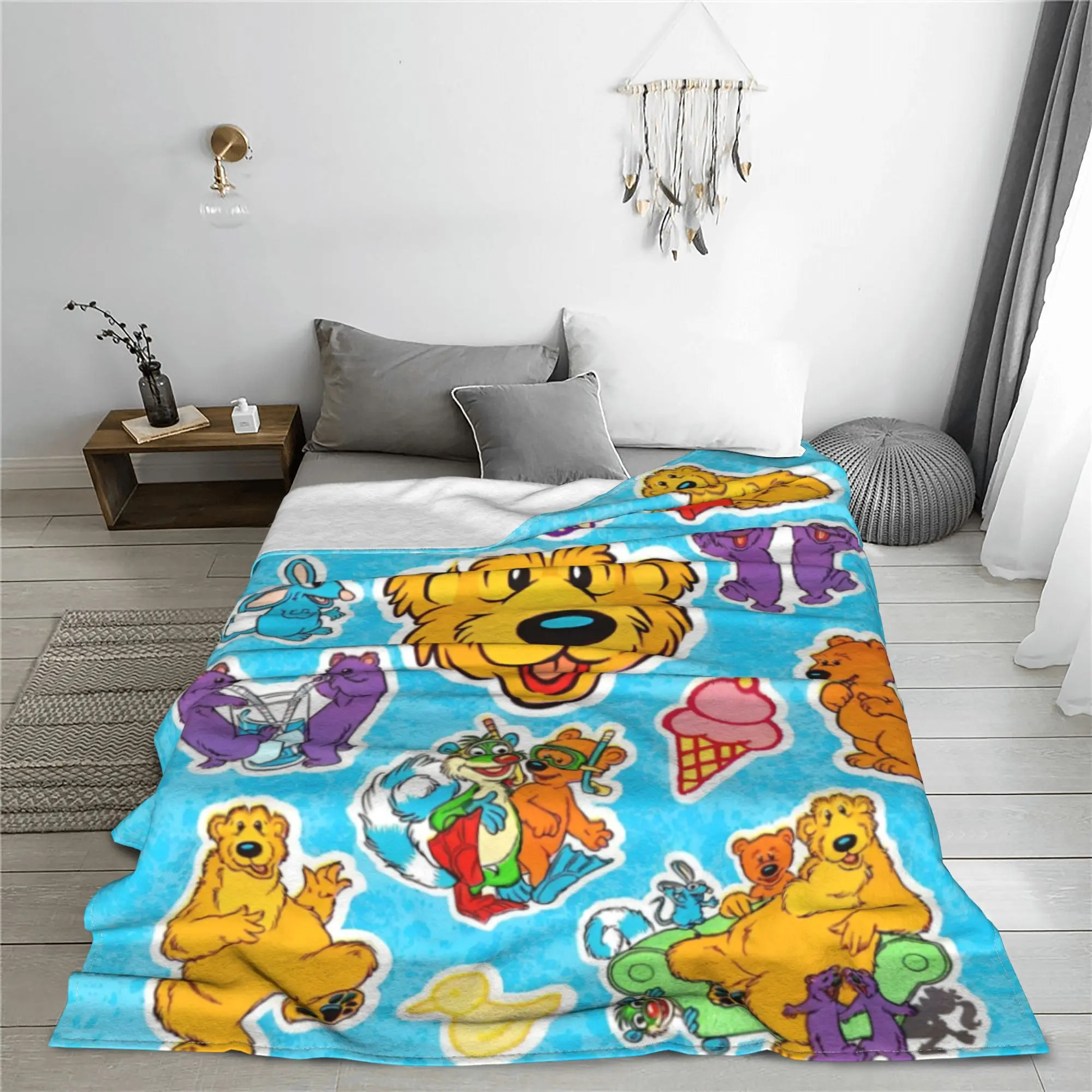 Bear in the Big Blue House Blanket Cover Fleece Cartoon Ojo Tutter Lightweight Thin Throw Blanket Outdoor Car Sofa Couch Quilt