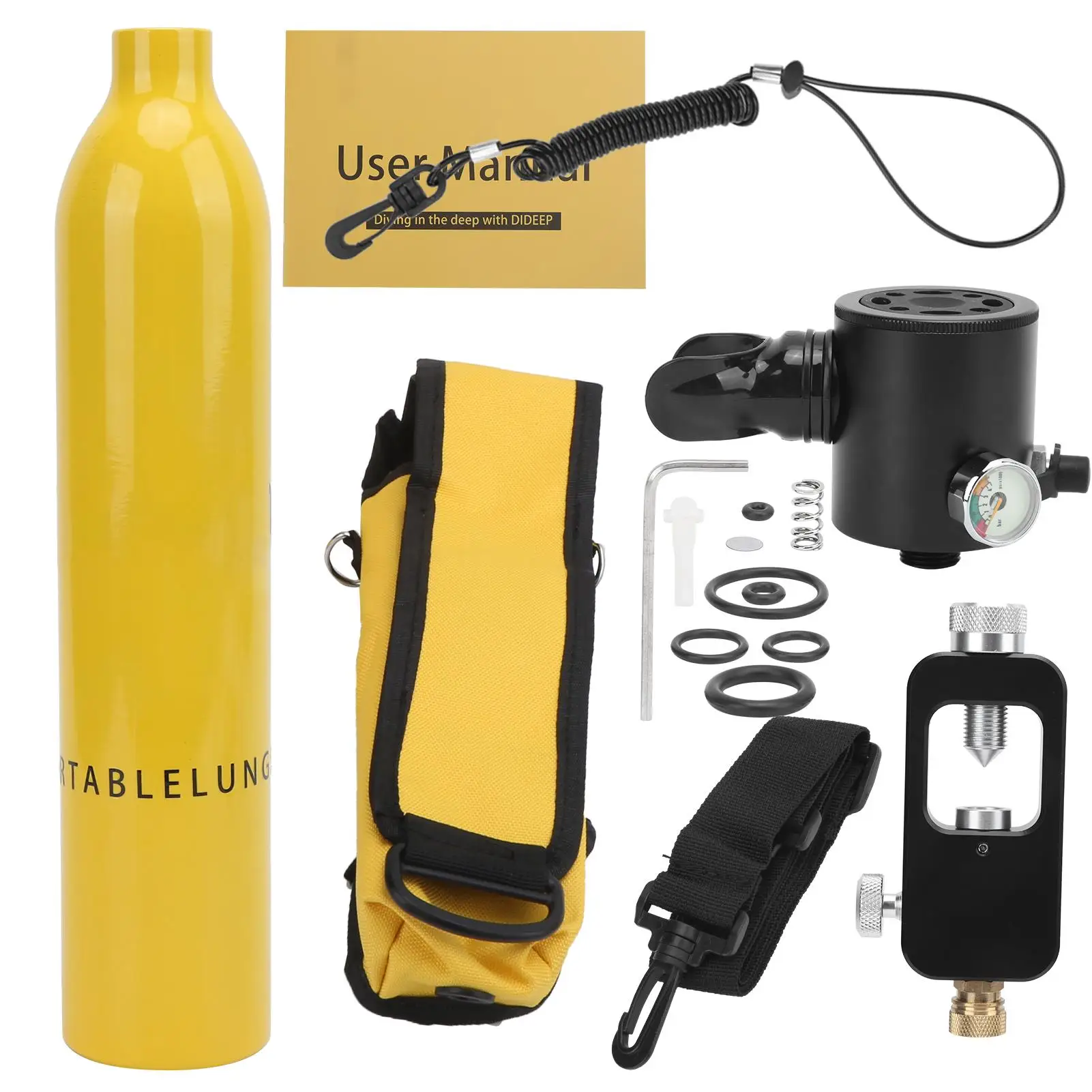

0.5L Underwater Oxygen Tank Diving Equipment Respirator Air Tank Breather Valve Adapter