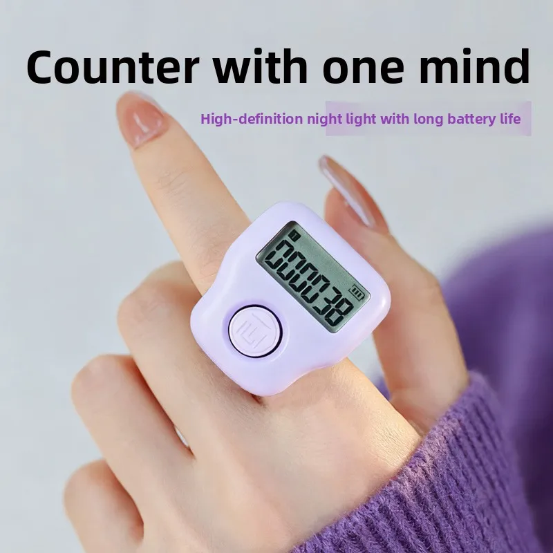 Electronic Finger Ring Tally Counter, Rechargeable Luminous Screen, Hand Clicker for Prayer, Inventory, Visitor & Sports Count