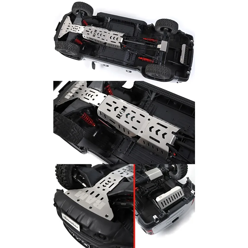 Para km 1/8 dodge ram 1500 rc crawler metal placa skid chassi armadura guarda proteção inferior bash placa rc atualização parte