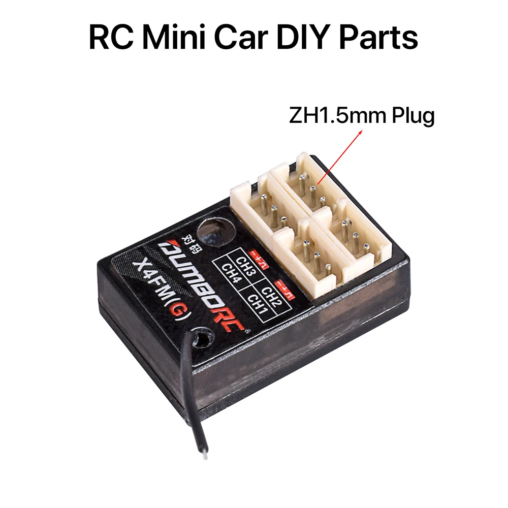 Dumborc receptor x4fm/x4fmg gyro 4ch pwm mini receptor para dumborc x6 x6pm x5p x4 rc transmissor mini diy rc deriva carro barco