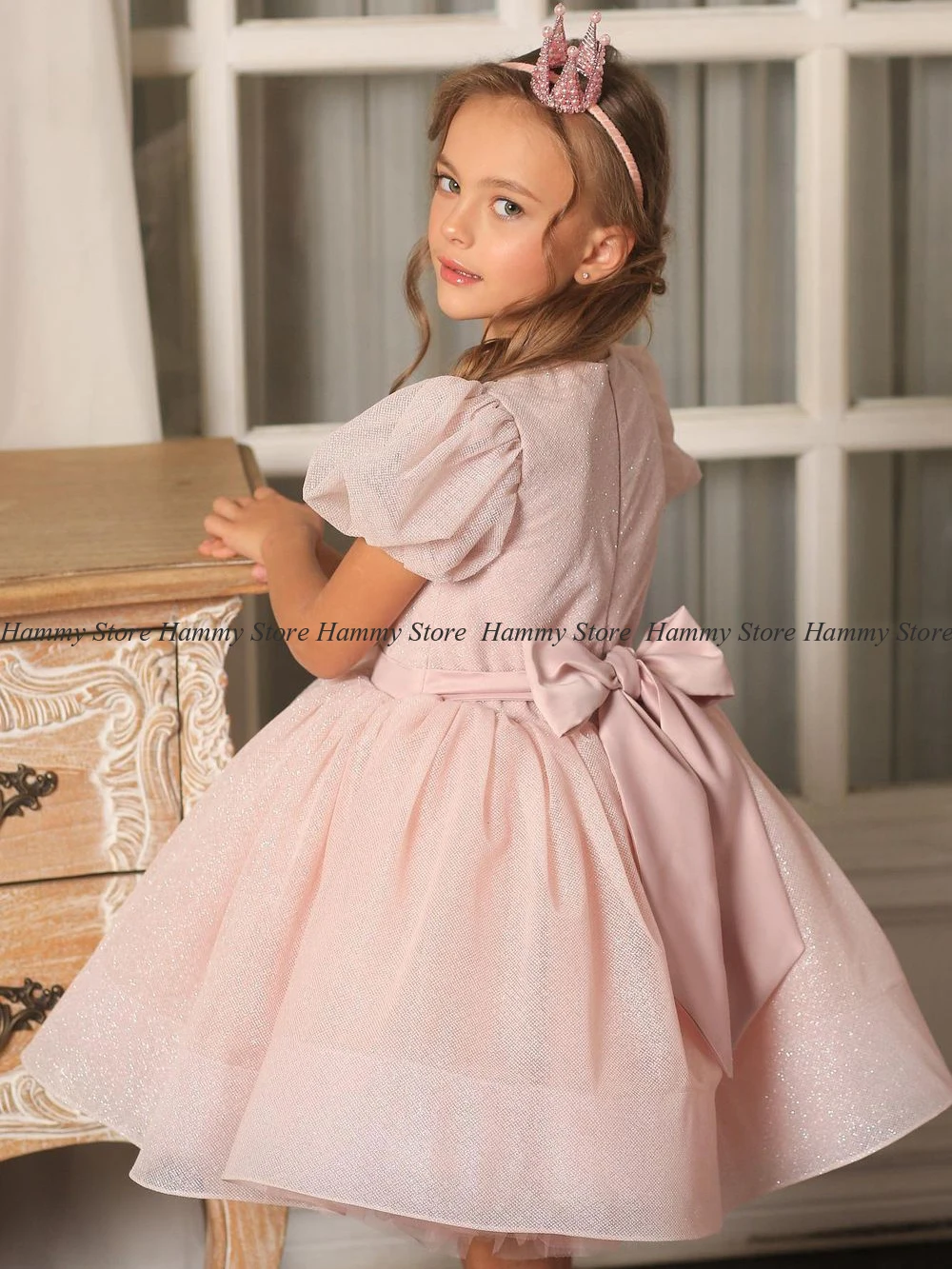 Yipeisha-vestido de flores con plumas para niña, vestido de fiesta de tul con volantes, cuello redondo, para desfile de cumpleaños