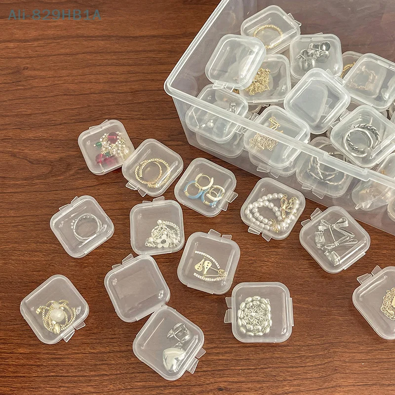 Transparente Praça Plastic Storage Box, Portátil Jóias Embalagem Case, Adequado para Brinco e Anel, Mercearia, 10Pcs