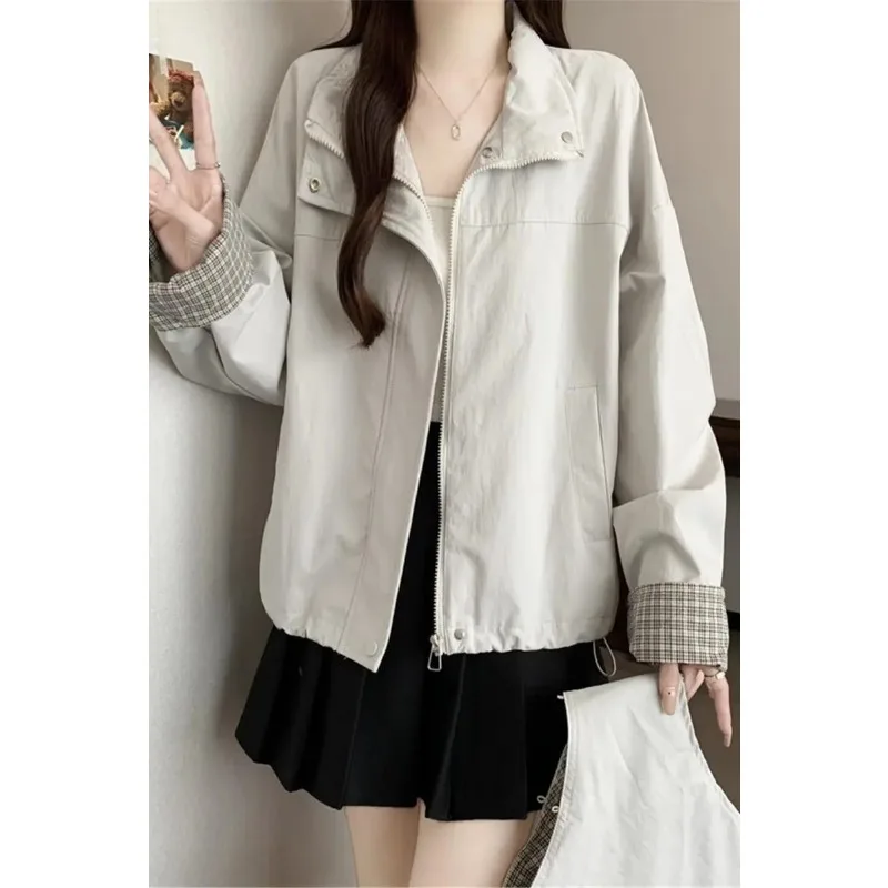 

Женский кардиган на пуговицах с длинными рукавами, пальто с капюшоном и длинными рукавами, свободная клетчатая куртка контрастного цвета, топ