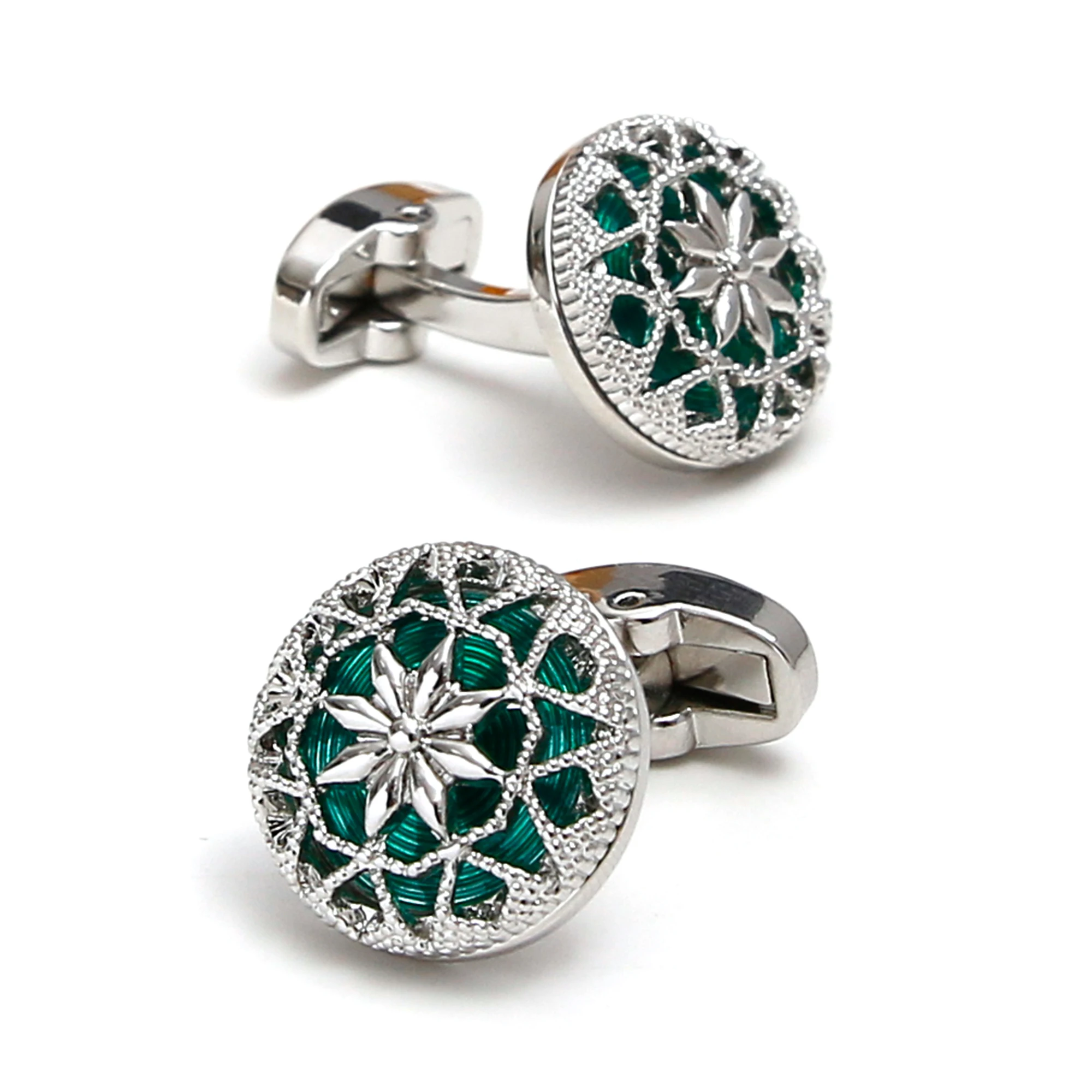 Cufflinks for Men with Gift Box TOMYE XK24034 Creative Art Hollow Design Round Formal Texudo Dress Shirt Cuff Links Jewelry