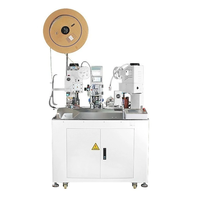 Precision automatic automobile wiring harness cutting and peeling double-head press terminal piercing waterproof plug