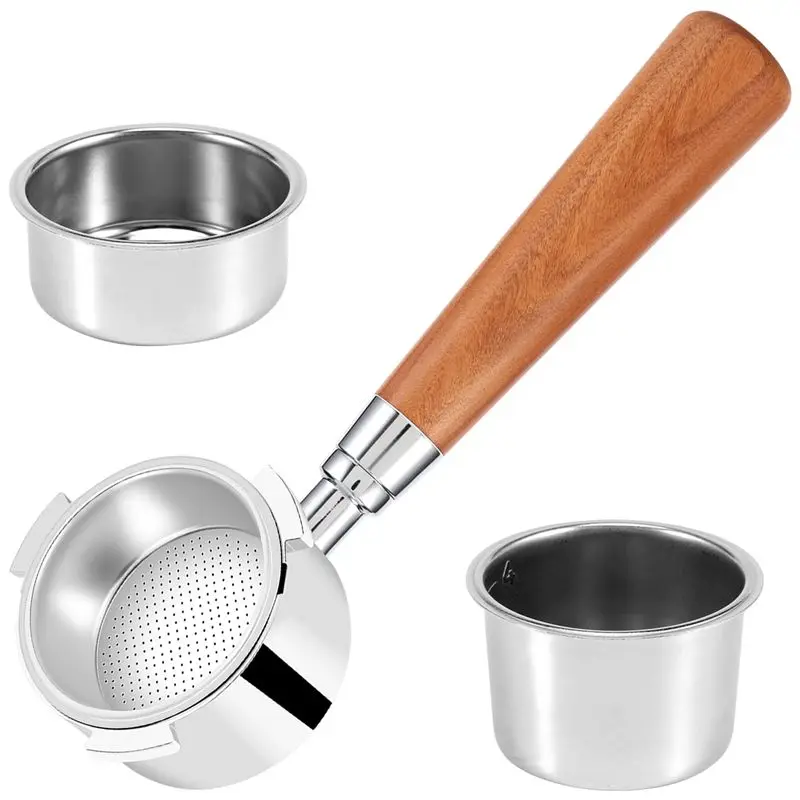 Portafiltro BHTS-Espresso de 51 mm para Delonghi EC685 EC680, portafiltro sin fondo para café con recipiente para café molido de 51 mm, 2 piezas