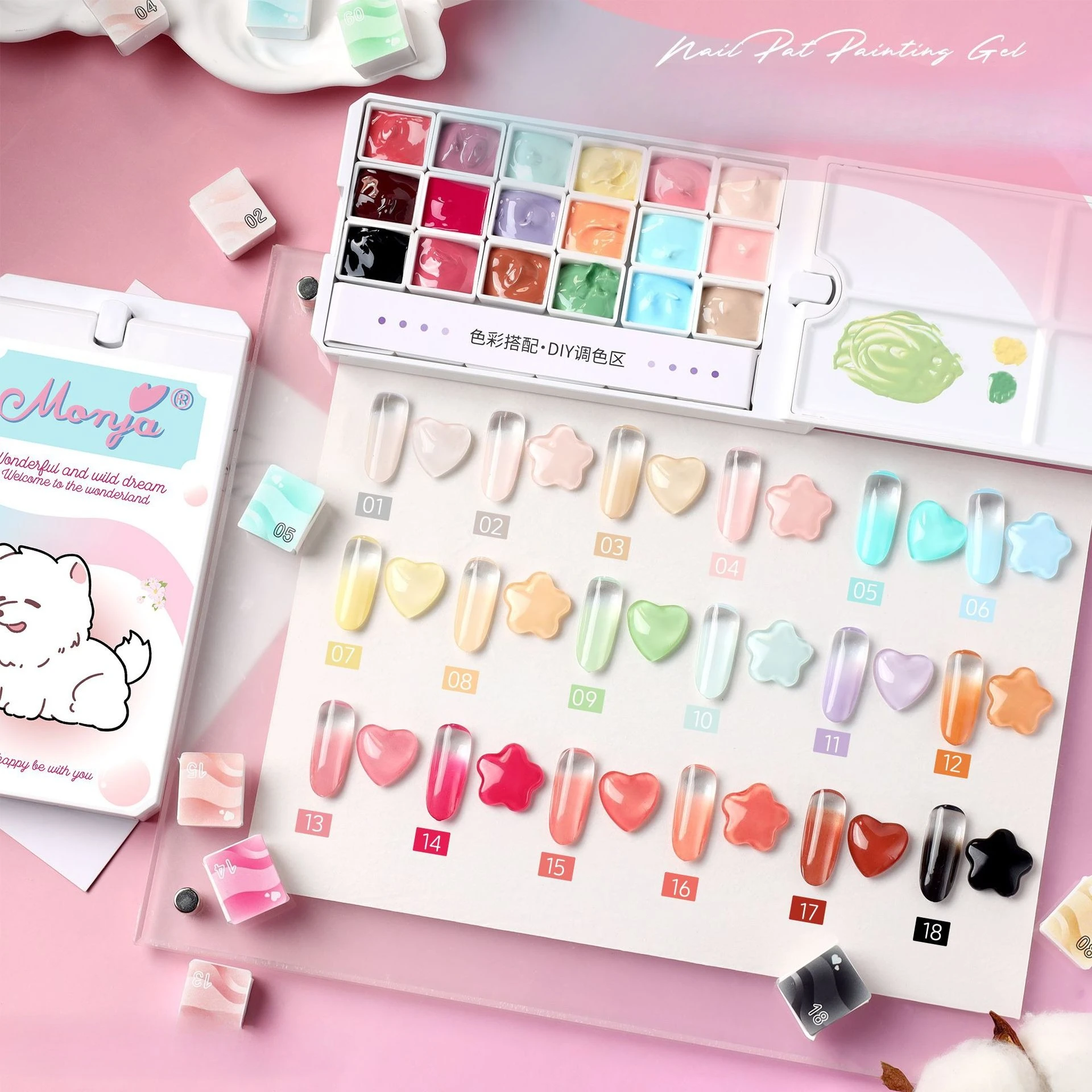 

16 Colors Gradient Painting Gel Nail Art Gradient Color DIY Design Gel Varnishes 4 In 1 Used For Gradient Nail Stamping Pattern