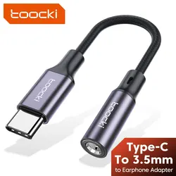 Toocki USB C타입 3.5 잭 이어폰 어댑터, USB C-3.5mm 헤드폰 AUX 오디오 케이블, 화웨이 P30 샤오미 미 10 9 Es