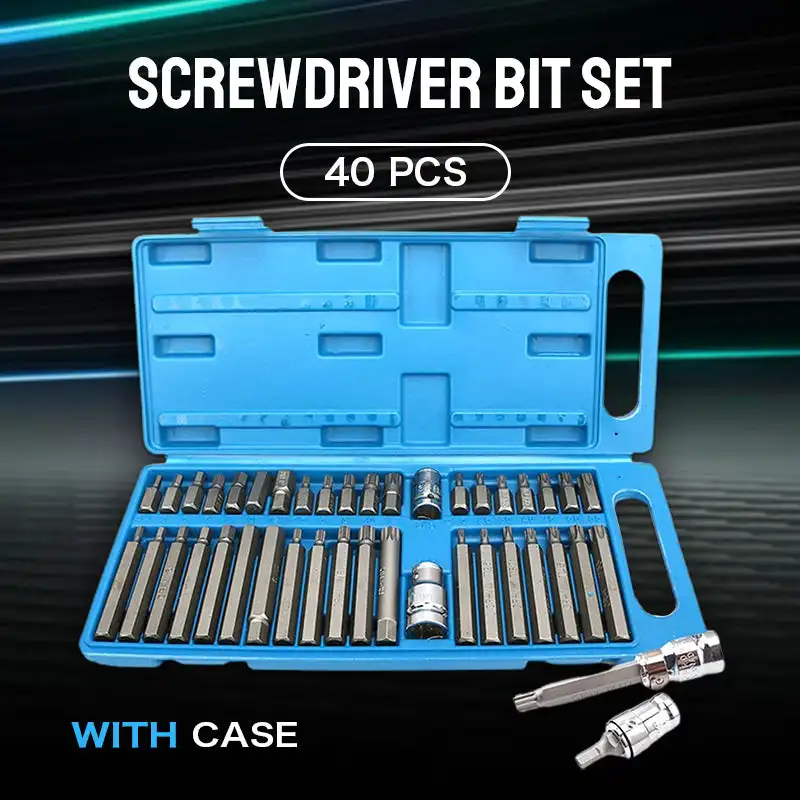 40PCS Screwdriver Bit Set with Case,40pcs Torx Star Spline Hex Socket Bit Set Tool Kit Precision Screwdriver Bit Car Repair Tool