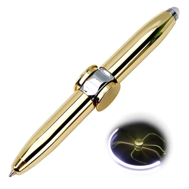 20CE 2-delige spinnerpen met LED-licht, metalen roterende pen Balpen Multifunctionele pen Stressverlichting voor studenten