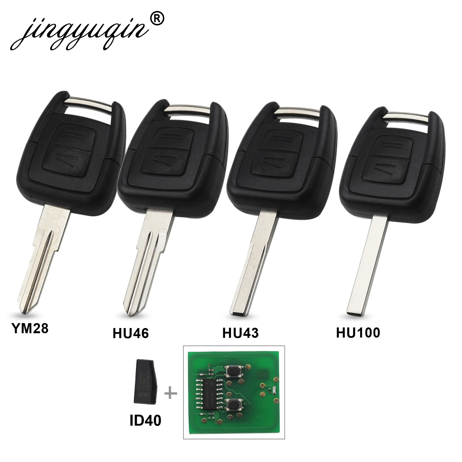 jingyuqin 2 Buttons 433Mhz Fob Remote Key For Opel DELPHI Vauxhall Astra 1998-2005 With ID40 Chip HU43 HU100 YM28 HU46 Blade