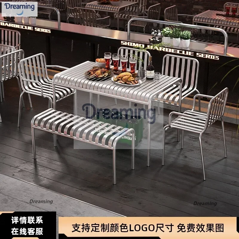 

Столы и стулья для зоны отдыха на открытом воздухе в индустриальном стиле, магазин чая с молоком, кафе, креативный макет, двор, балкон, стол из кованого железа