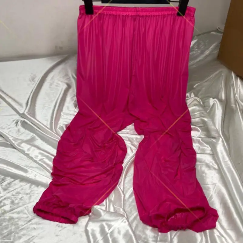 Ice Silk Men Elastic Pants Women Lantern Pants See Through Erotic Silky Smooth Touch Sleeping Bottoms Couple Trousers